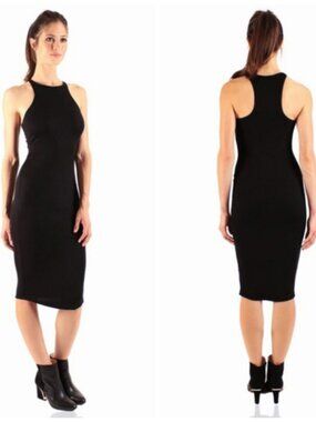 Black Bodycon Tank Midi Dress Size XS